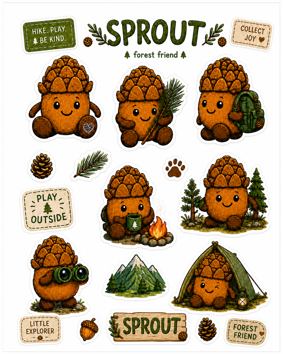 Sprout Collector Stickers and Keyring pack